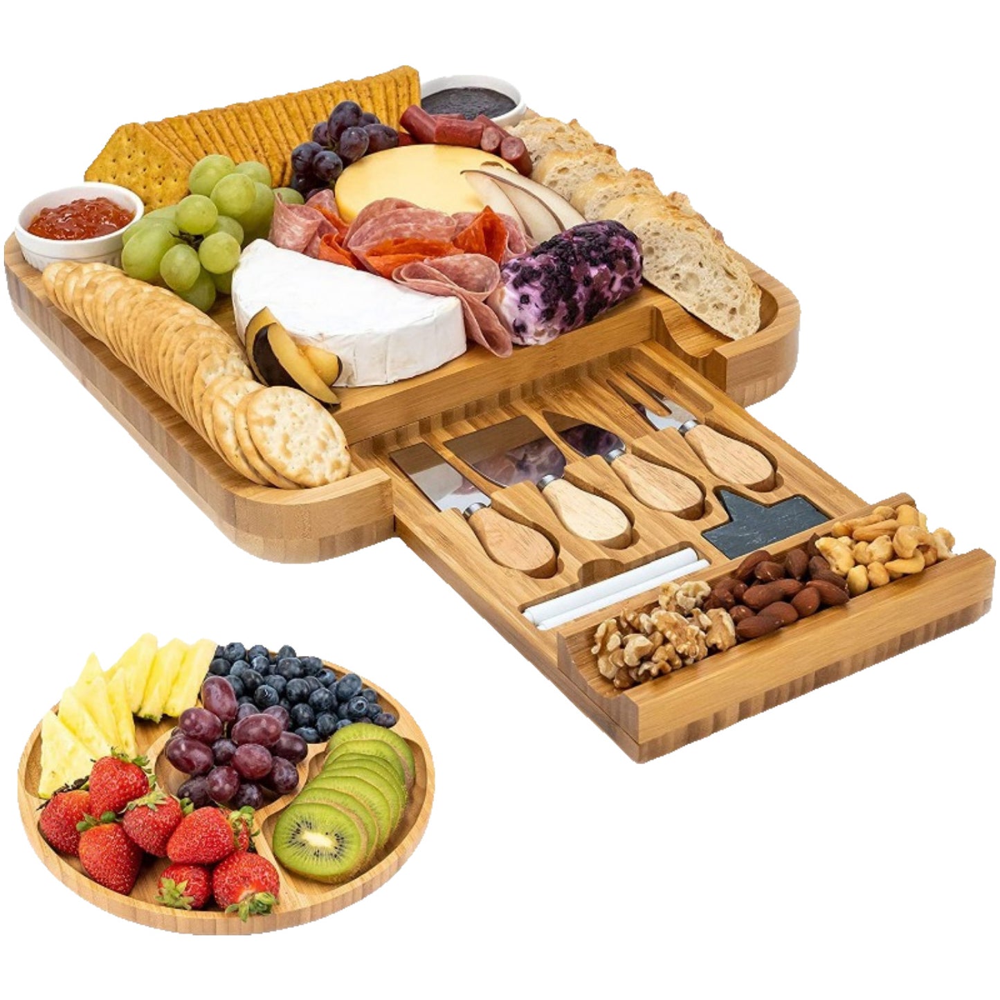 Bamboo cheese board cheese board set cheese cutting board home fruit bread cutting board with knife and fork cutting board