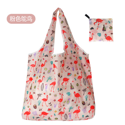 large size 190T floral cloth portable shopping bag