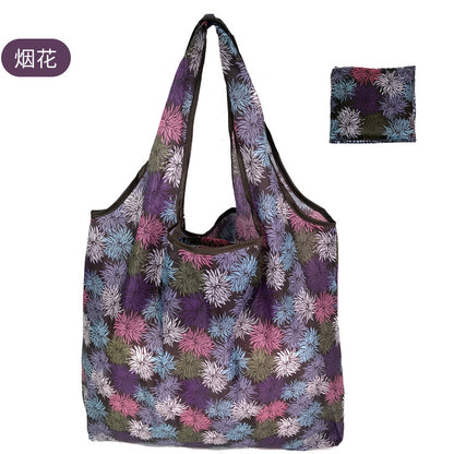 large size 190T floral cloth portable shopping bag