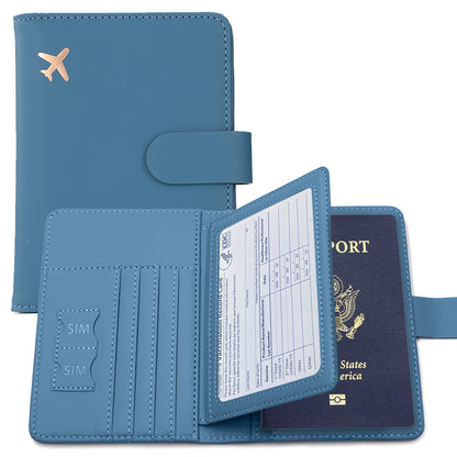 Leather Passport Holder Covers Case Waterproof Travel Credit Card Wallet Cute Passport Book for Women/Men Buckle Passport Cover