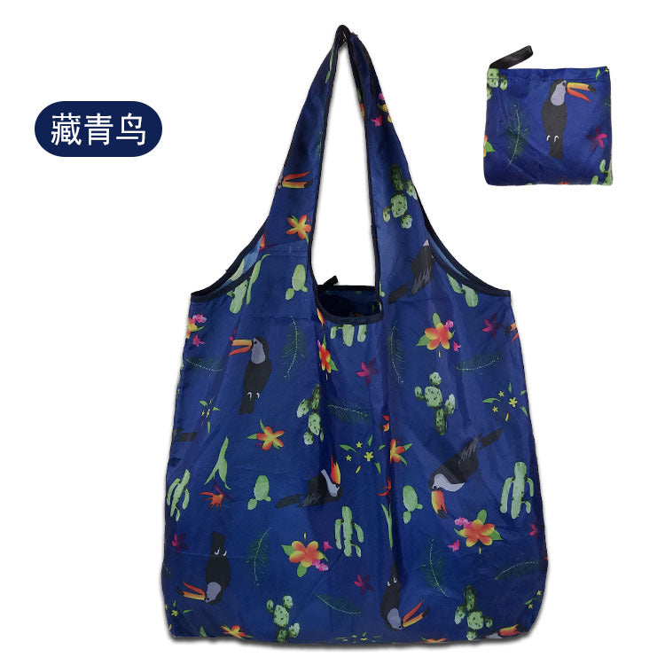 large size 190T floral cloth portable shopping bag