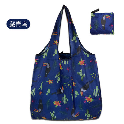 large size 190T floral cloth portable shopping bag