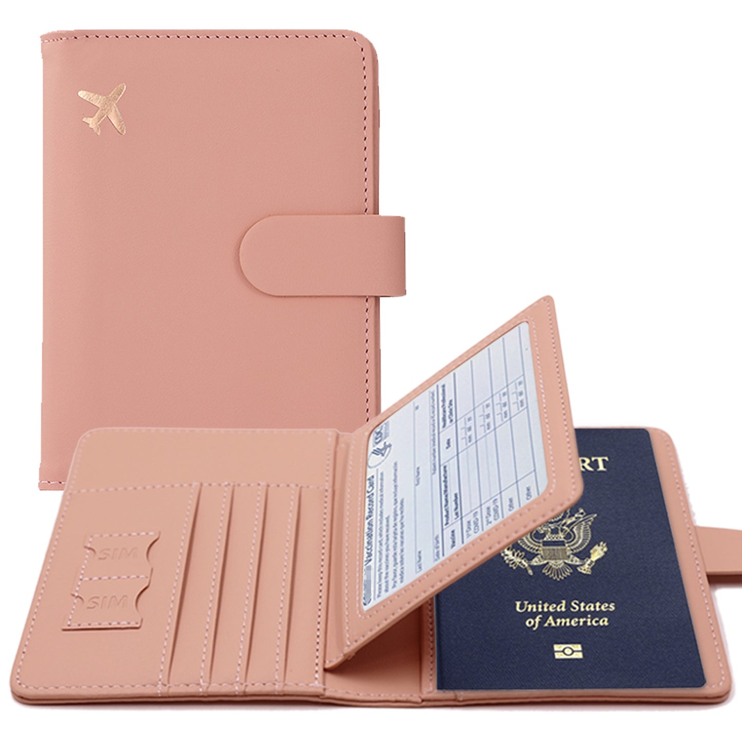 Leather Passport Holder Covers Case Waterproof Travel Credit Card Wallet Cute Passport Book for Women/Men Buckle Passport Cover