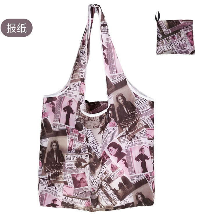 large size 190T floral cloth portable shopping bag