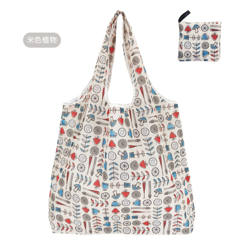 large size 190T floral cloth portable shopping bag