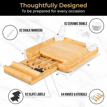 Bamboo cheese board cheese board set cheese cutting board home fruit bread cutting board with knife and fork cutting board