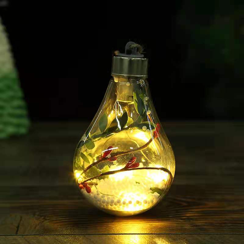 New Christmas decorations simulation light bulbs Christmas tree decoration pendants plastic balls LED transparent Christmas balls