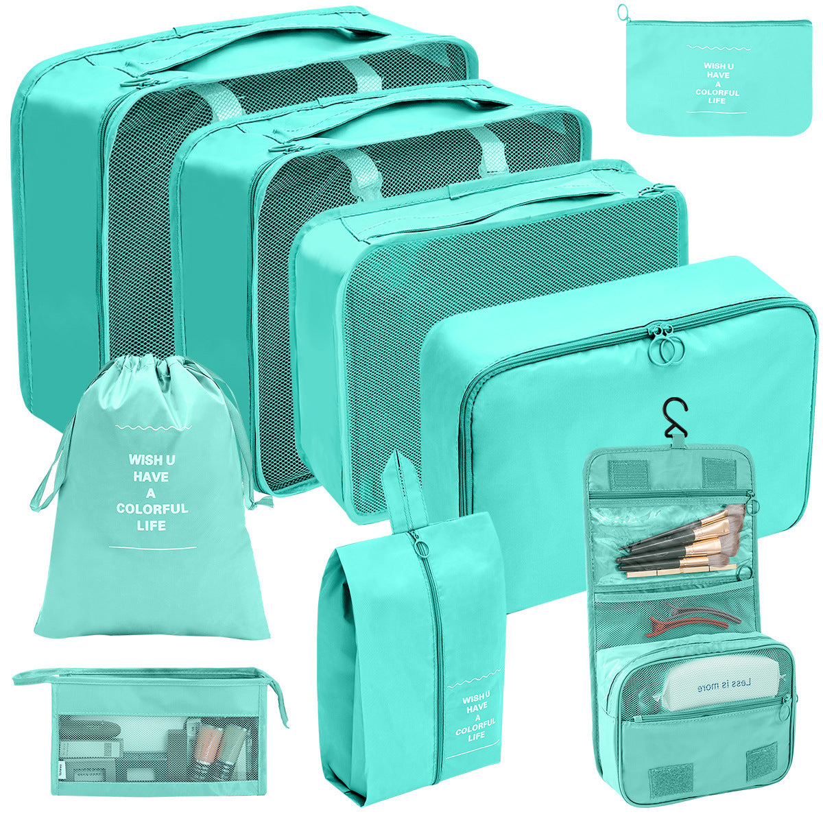 7/8/9/10 Pcs Set Travel Organizer Storage Bags Suitcase Packing Cubes Set Cases Portable Luggage Clothes Shoe Tidy Pouch Folding