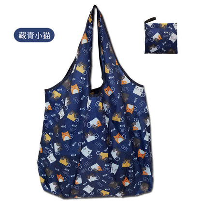 large size 190T floral cloth portable shopping bag