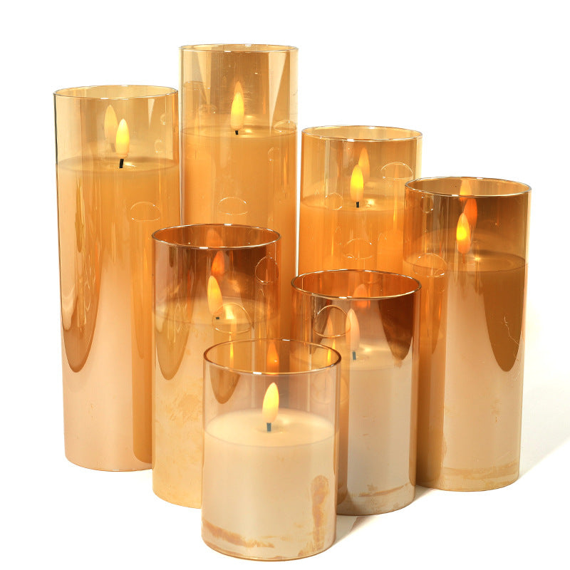 LED electronic candle light glass cup 3 pcs