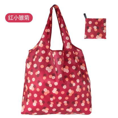 large size 190T floral cloth portable shopping bag