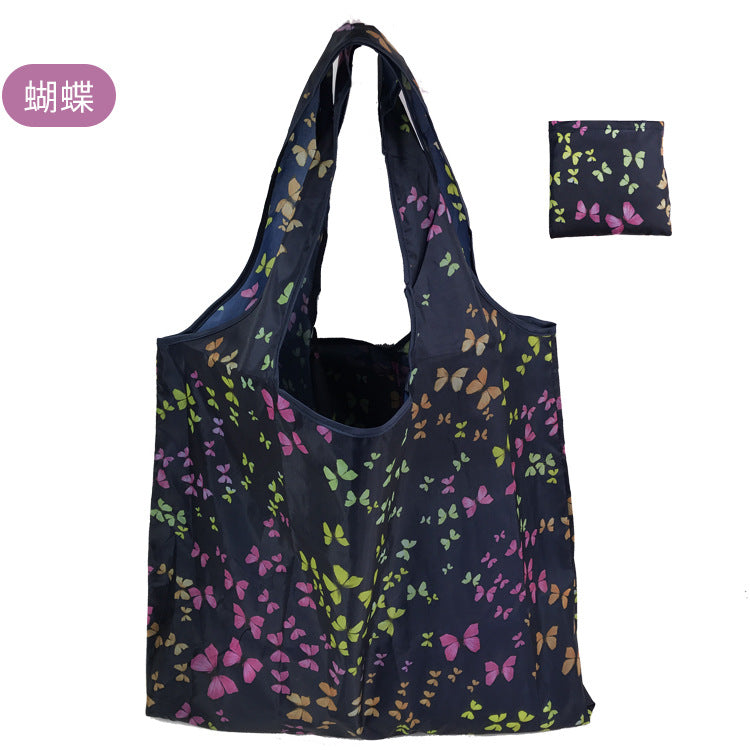 large size 190T floral cloth portable shopping bag