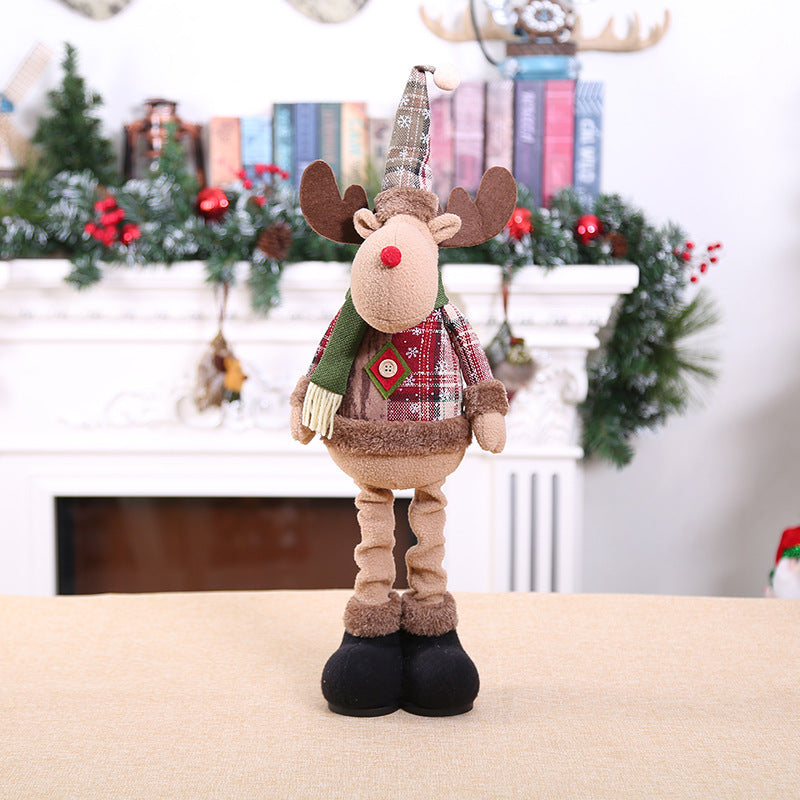 New Christmas retro small snowflake plaid cloth telescopic doll